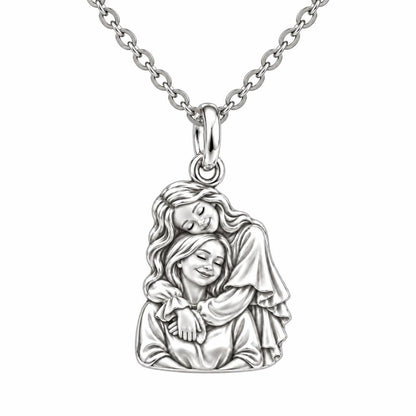 Everlasting Motherly Embrace Charm Necklace Set – silver, front view