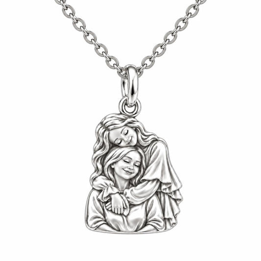Everlasting Motherly Embrace Charm Necklace Set – silver, front view
