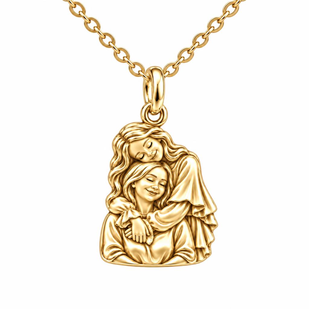 Everlasting Motherly Embrace Charm Necklace Set – 18K gold, front view