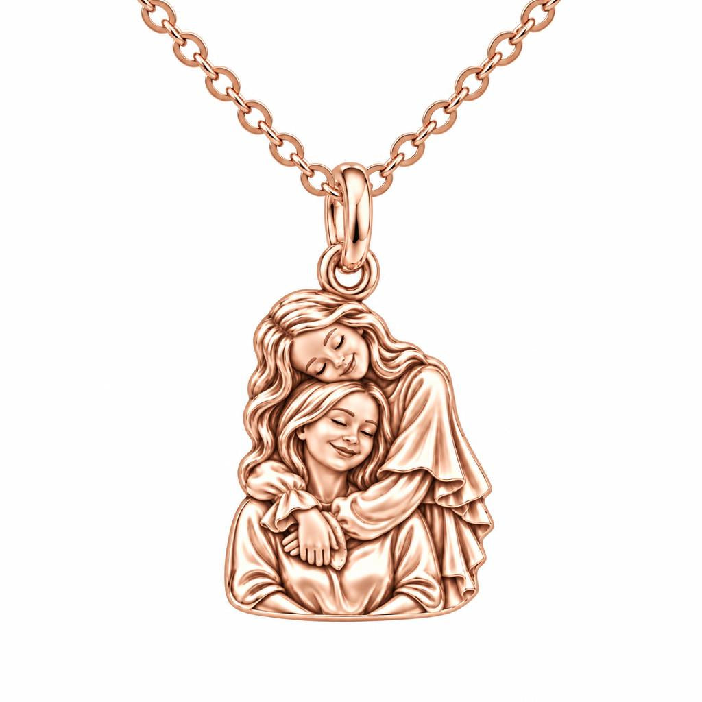 Everlasting Motherly Embrace Charm Necklace Set – rose gold, front view