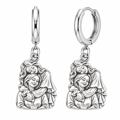 Everlasting Motherly Embrace Huggie Charm Earrings – silver, front view