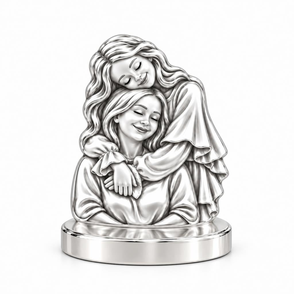 Everlasting Motherly Embrace Keepsake Plaque – silver, front view
