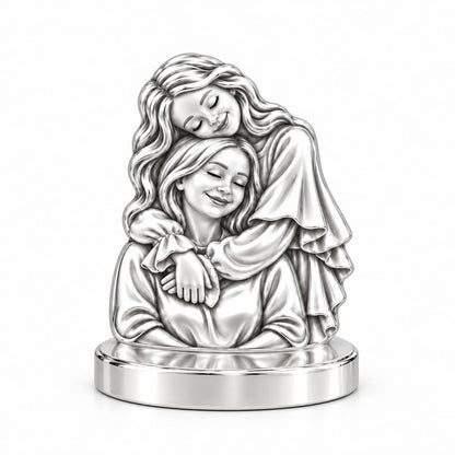 Everlasting Motherly Embrace Keepsake Plaque – silver, front view