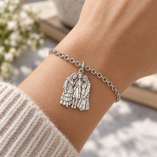 Everlasting Sisterhood Portrait Charm Bracelet Set – worn / in use