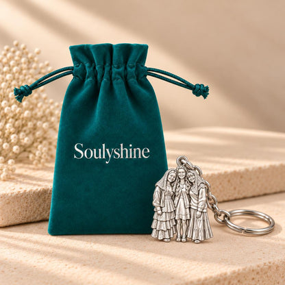 Everlasting Sisterhood Portrait Charm Keychain – Soulyshine velvet gift pouch