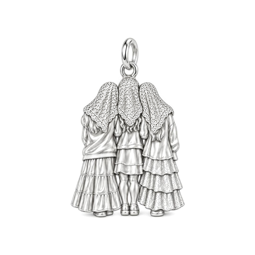 Everlasting Sisterhood Portrait Charm Necklace Set – back of the charm, engraving area