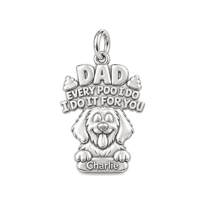 Every Poo I Do Charm Bracelet – Personalized Dog Dad Gift – silver plated 2 cm charm, front view