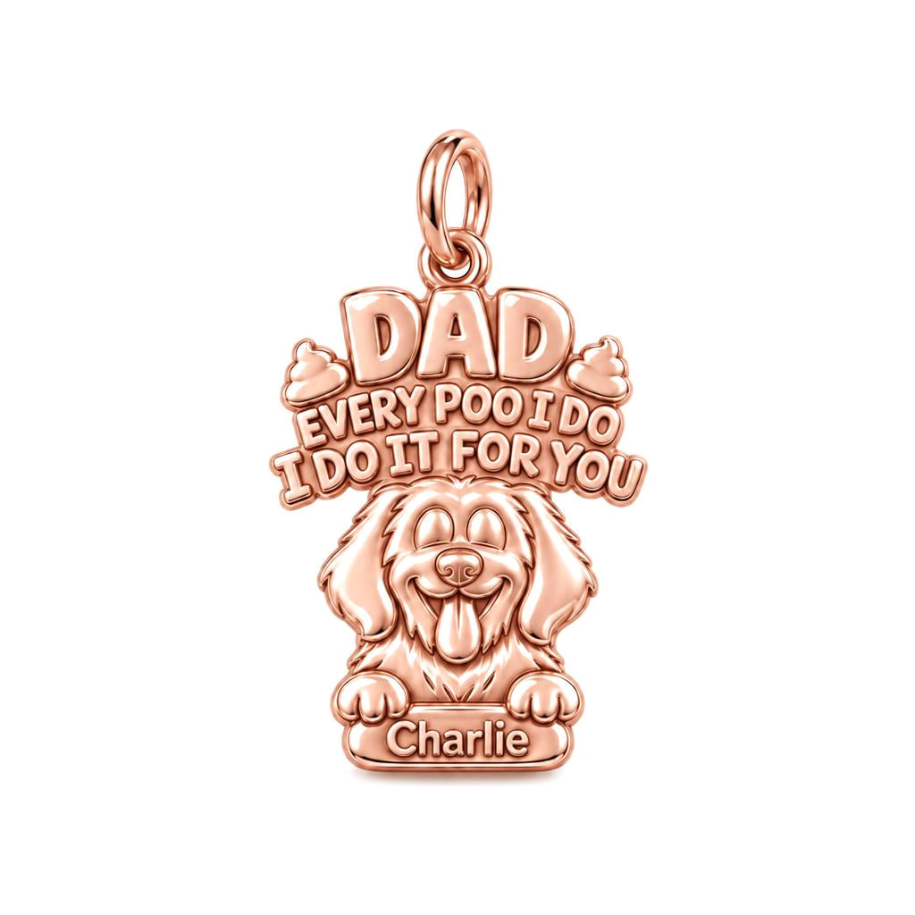 Every Poo I Do Charm Bracelet – Personalized Dog Dad Gift – rose gold 2 cm charm, front view