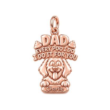 Every Poo I Do Charm Bracelet – Personalized Dog Dad Gift – rose gold 2 cm charm, front view