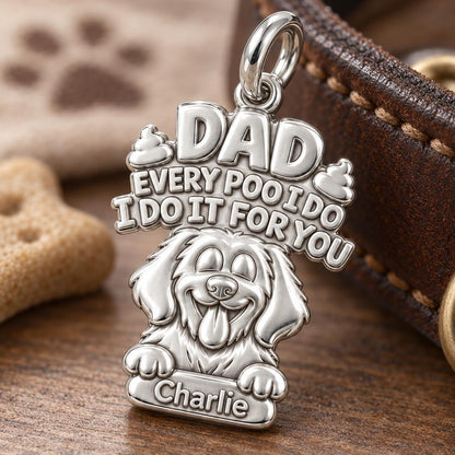 Every Poo I Do Charm Bracelet – Personalized Dog Dad Gift – macro detail of the charm