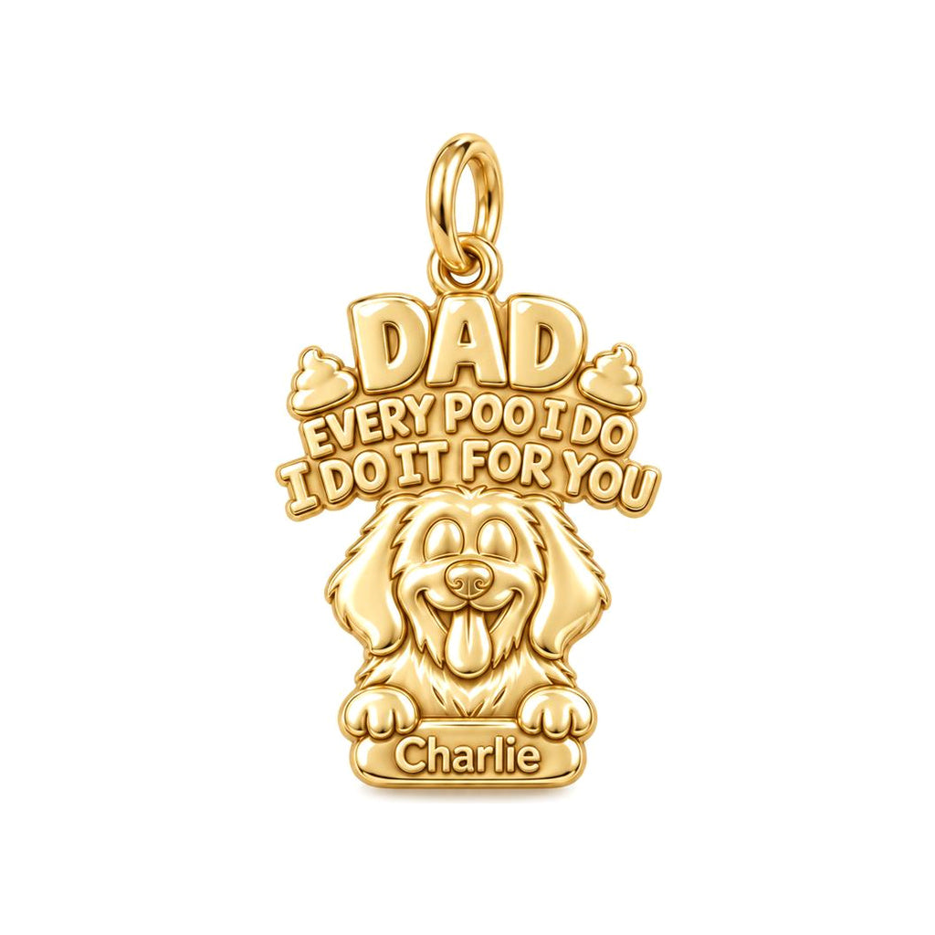 Every Poo I Do Charm Bracelet – Personalized Dog Dad Gift – 18K gold plated 2 cm charm, front view