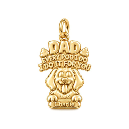 Every Poo I Do Charm Bracelet – Personalized Dog Dad Gift – 18K gold plated 2 cm charm, front view