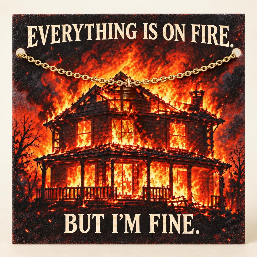 Everything Is On Fire Charm Bracelet Set – 18K gold, on its message card