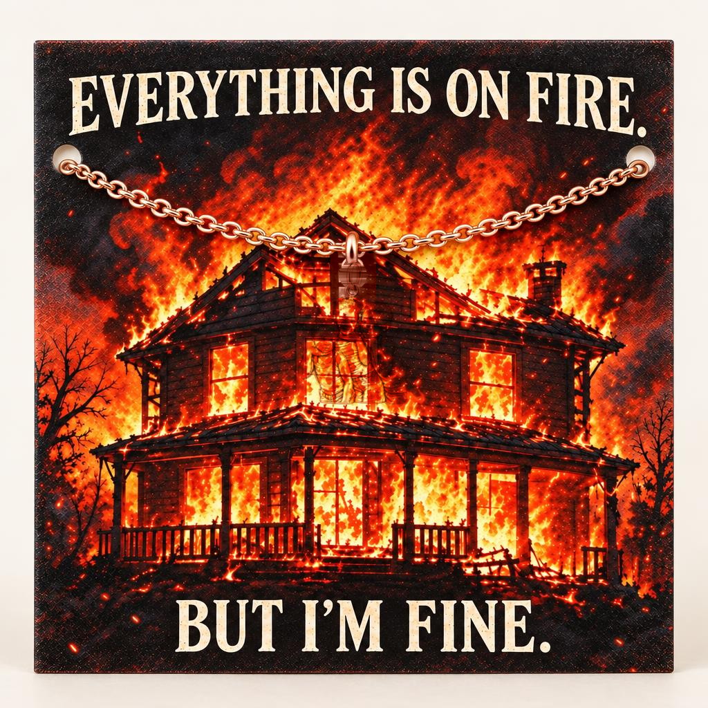 Everything Is On Fire Charm Bracelet Set – rose gold, on its message card