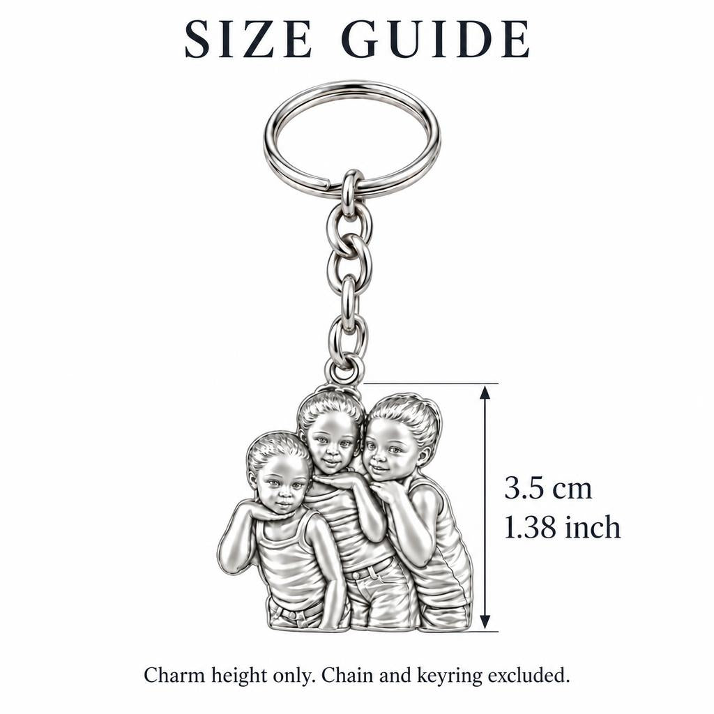 Everything Is On Fire Charm Keychain – size guide, 3.5 cm (1.38 in) charm, chain and keyring excluded