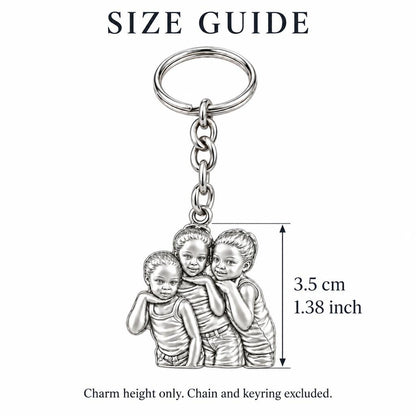 Everything Is On Fire Charm Keychain – size guide, 3.5 cm (1.38 in) charm, chain and keyring excluded