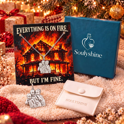 Everything Is On Fire Charm Necklace Set – gift box with the message card
