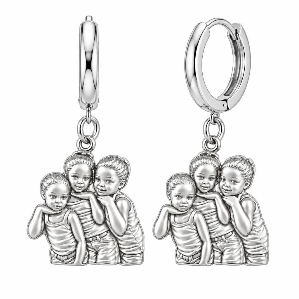 Everything Is On Fire Huggie Charm Earrings – silver, front view