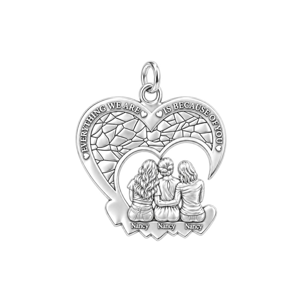 Everything We Are Heart Charm Bracelet – Personalized Mom Gift – silver plated 3 cm charm, front view