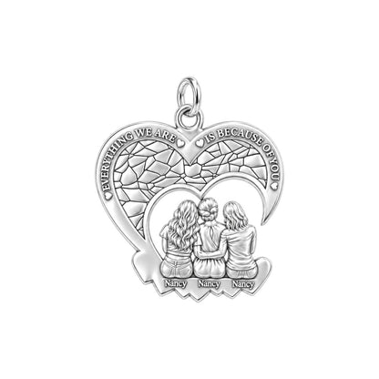 Everything We Are Heart Charm Bracelet – Personalized Mom Gift – silver plated 3 cm charm, front view