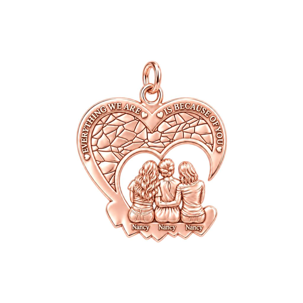Everything We Are Heart Charm Bracelet – Personalized Mom Gift – rose gold 3 cm charm, front view
