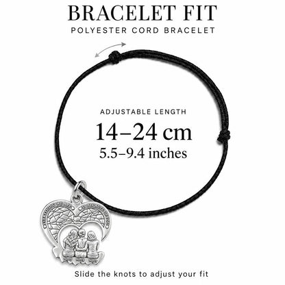 Everything We Are Heart Charm Bracelet – Personalized Mom Gift – adjustable black cord bracelet, 14–24 cm