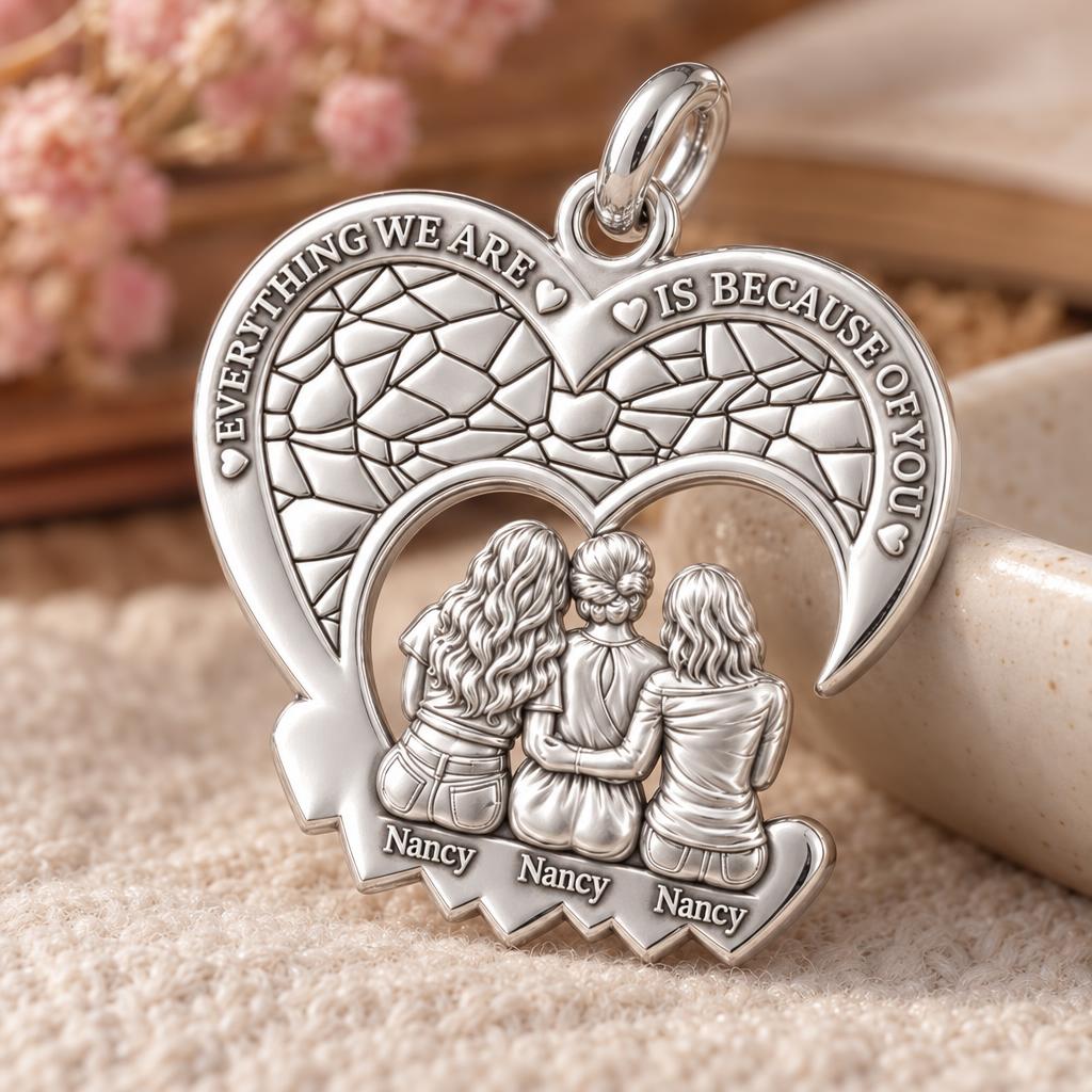 Everything We Are Heart Charm Bracelet – Personalized Mom Gift – macro detail of the charm