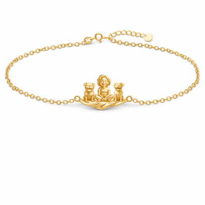 Full view of the gold personalized bracelet with an adjustable chain and secure lobster claw clasp.