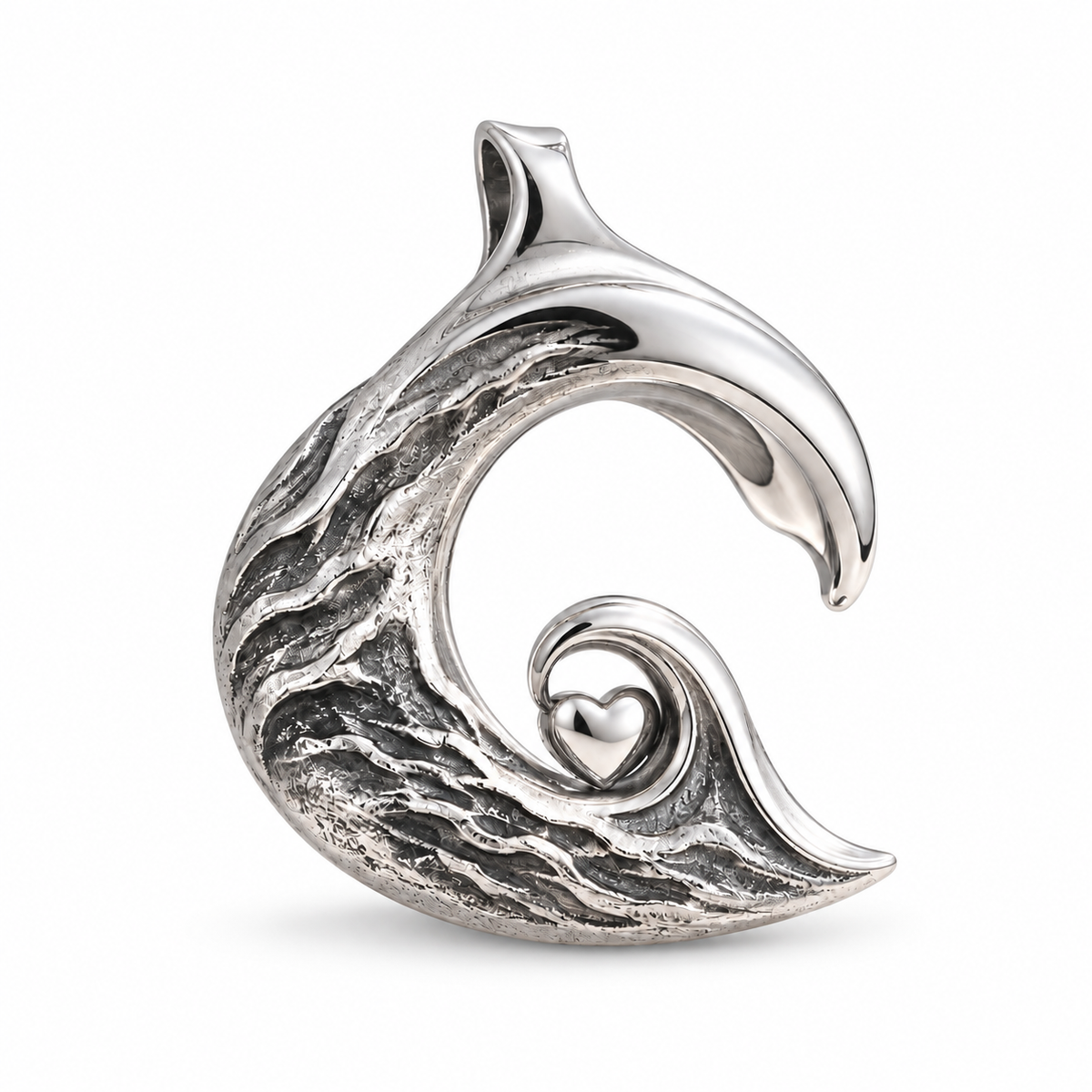 Wave Heart charm front view on white background