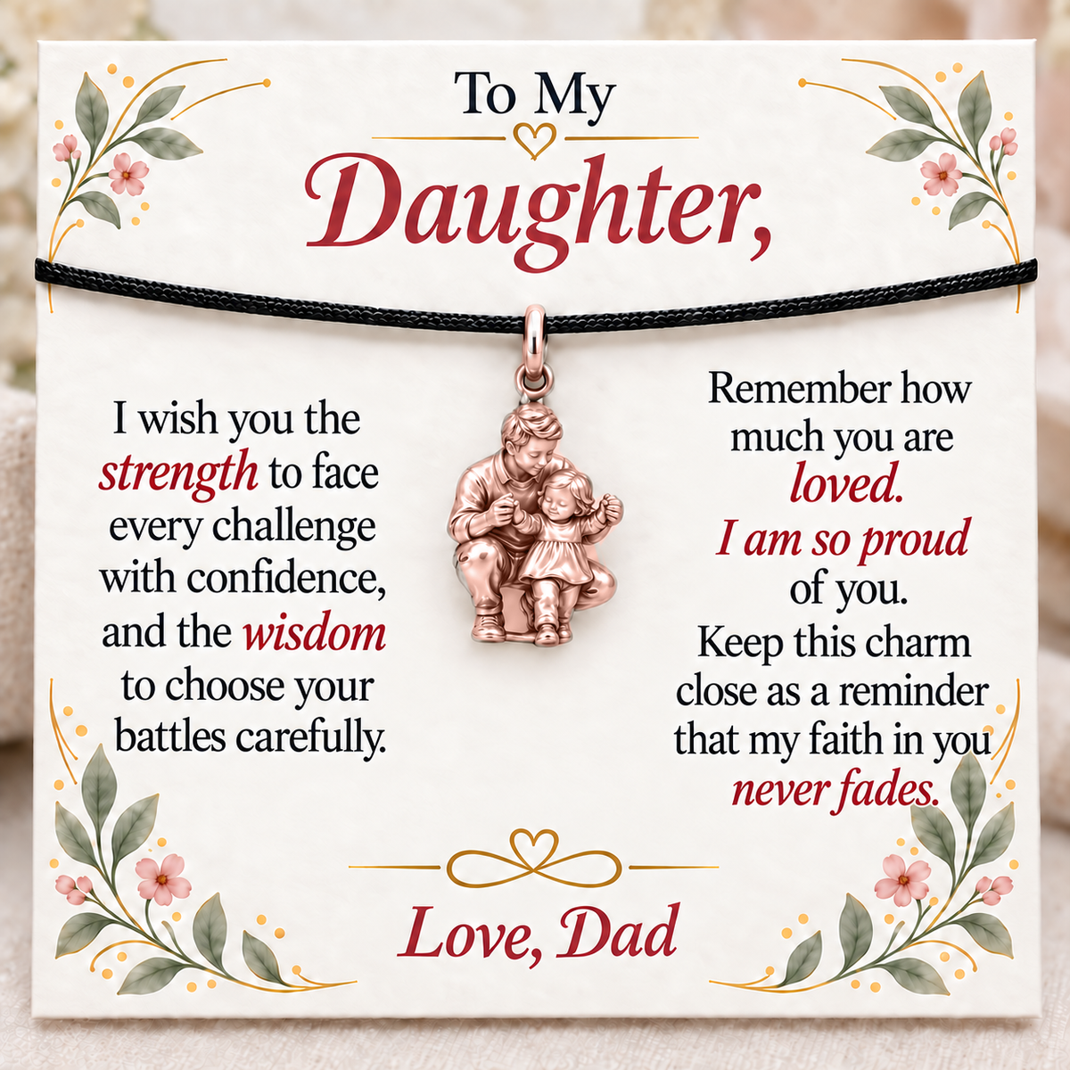 First Steps, Dad’s Unfading Faith — Main image, rose gold finish