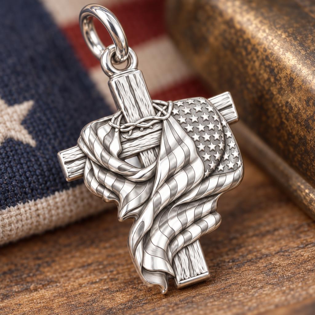 Faith and Freedom Cross Charm and Polyester Cord Bracelet Set