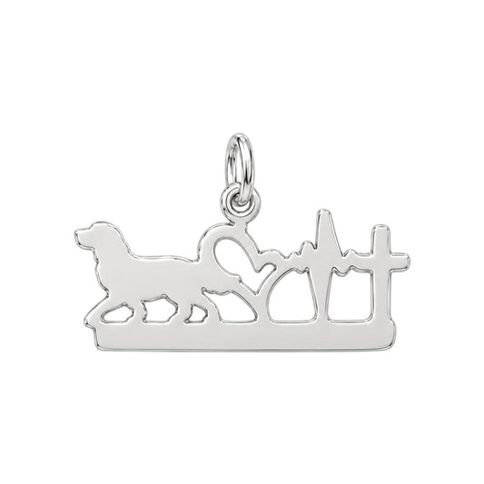 Faith Hope Love Heartbeat Charm Bracelet – Personalized Dog Mom Gift – back of the charm, engraving area