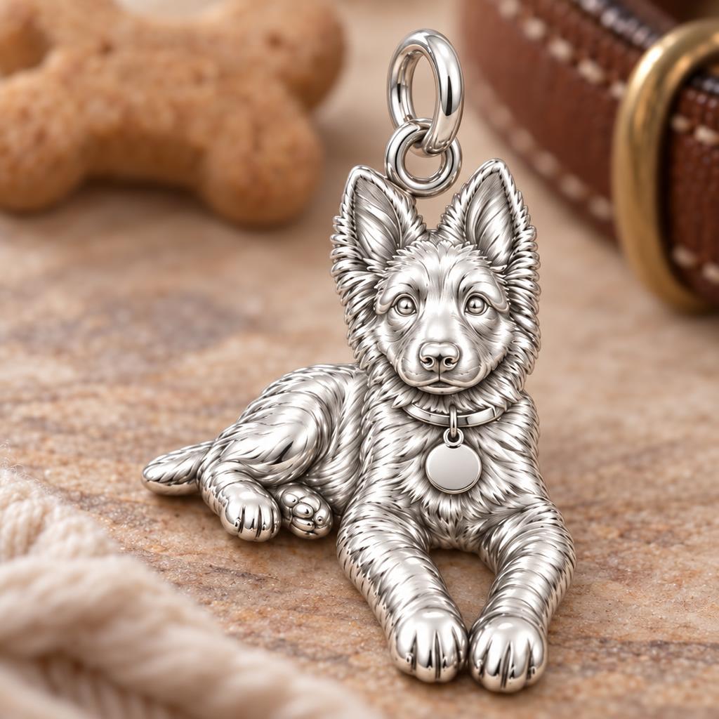 Faithful Companion Portrait Charm Bracelet – Personalized Dog Mom Gift – macro detail of the charm