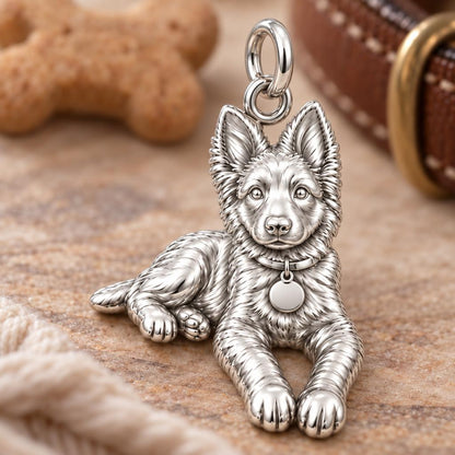 Faithful Companion Portrait Charm Bracelet – Personalized Dog Mom Gift – macro detail of the charm