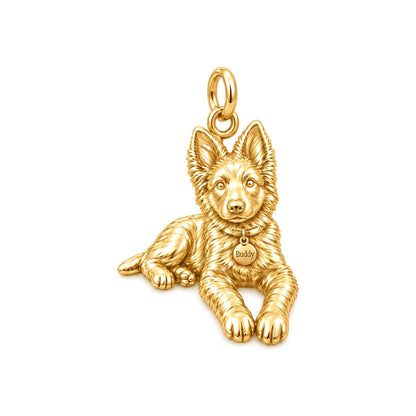 Faithful Companion Portrait Charm Bracelet – Personalized Dog Mom Gift – 18K gold charm, front view