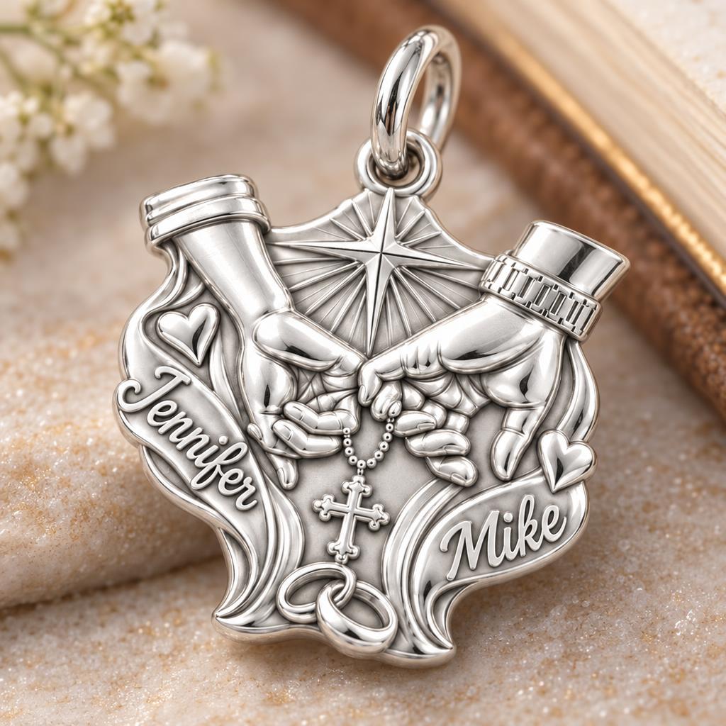 Faithful Union Pinky Swear Charm Bracelet – Personalized Couple Gift – macro detail of the charm
