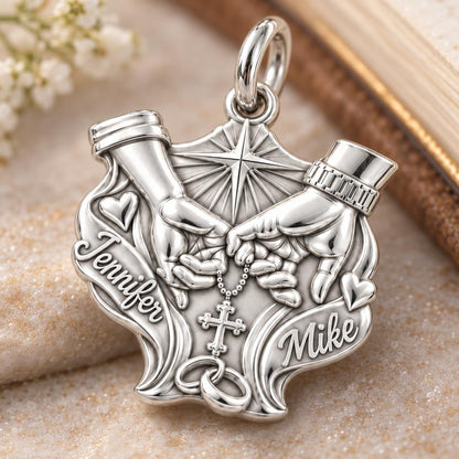 Faithful Union Pinky Swear Charm Bracelet – Personalized Couple Gift – macro detail of the charm