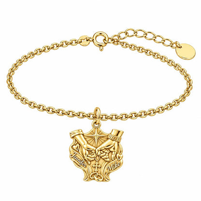 Faithful Union Pinky Swear Charm Bracelet Set – 18K gold, front view