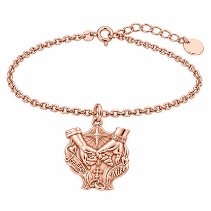 Faithful Union Pinky Swear Charm Bracelet Set – rose gold, front view
