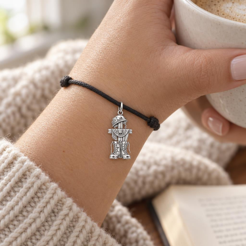 Fallen Hero Remembrance Charm and Polyester Cord Bracelet Set