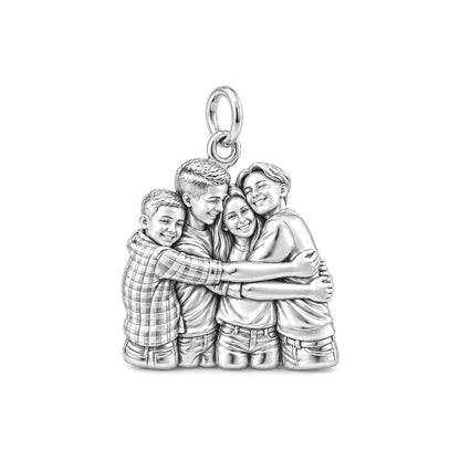 Family Group Hug Charm Bracelet – Personalized Mom Gift – silver charm, front view