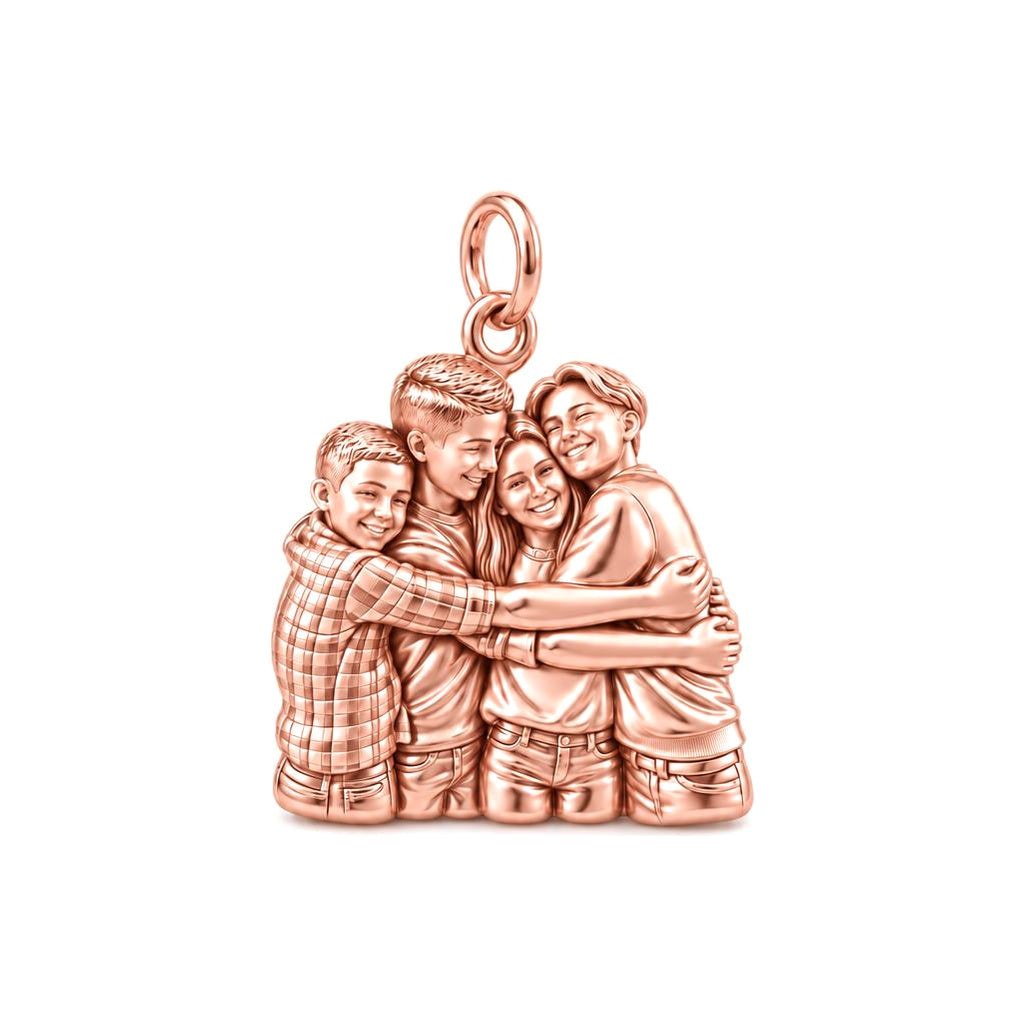 Family Group Hug Charm Bracelet – Personalized Mom Gift – rose gold charm, front view