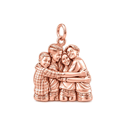 Family Group Hug Charm Bracelet – Personalized Mom Gift – rose gold charm, front view