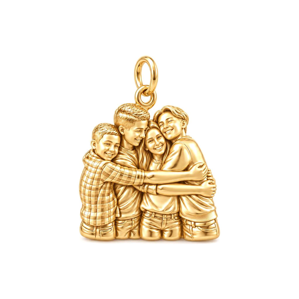 Family Group Hug Charm Bracelet – Personalized Mom Gift – 18K gold charm, front view