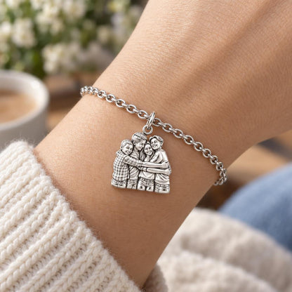 Family Group Hug Charm Bracelet Set – worn / in use
