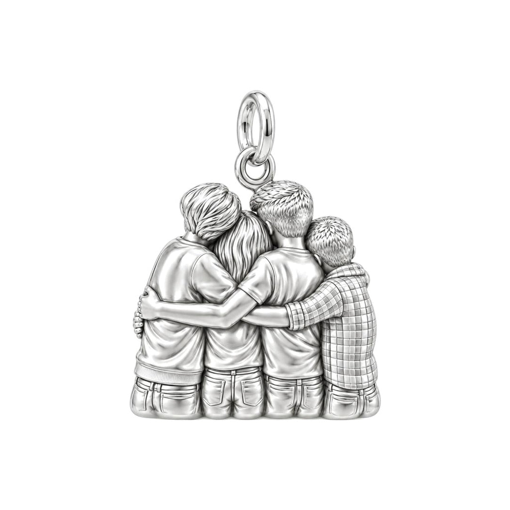Family Group Hug Charm Keychain – back of the charm, engraving area