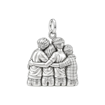 Family Group Hug Huggie Charm Earrings – back of the charm, engraving area