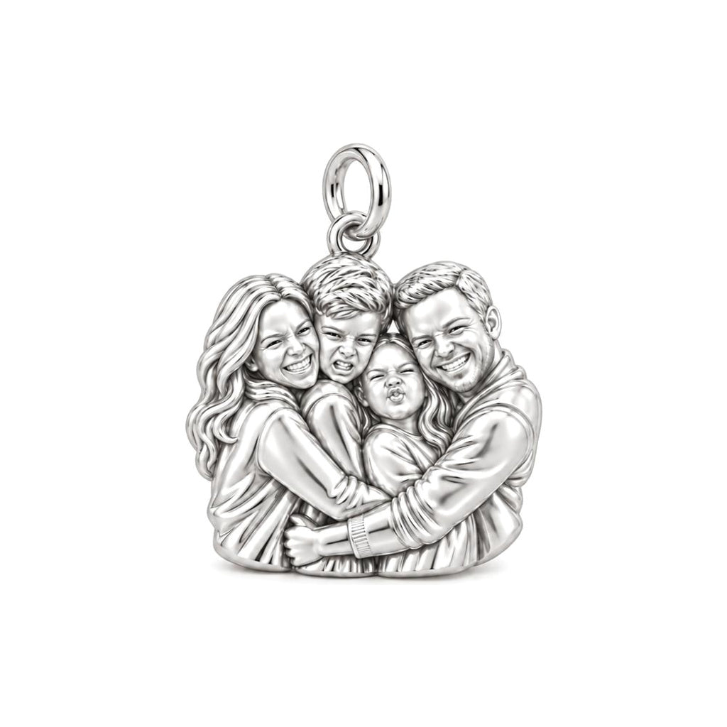 Family Happy Moment Charm Bracelet – Personalized Mom Gift – silver charm, front view
