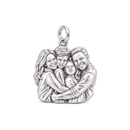 Family Happy Moment Charm Bracelet – Personalized Mom Gift – silver charm, front view