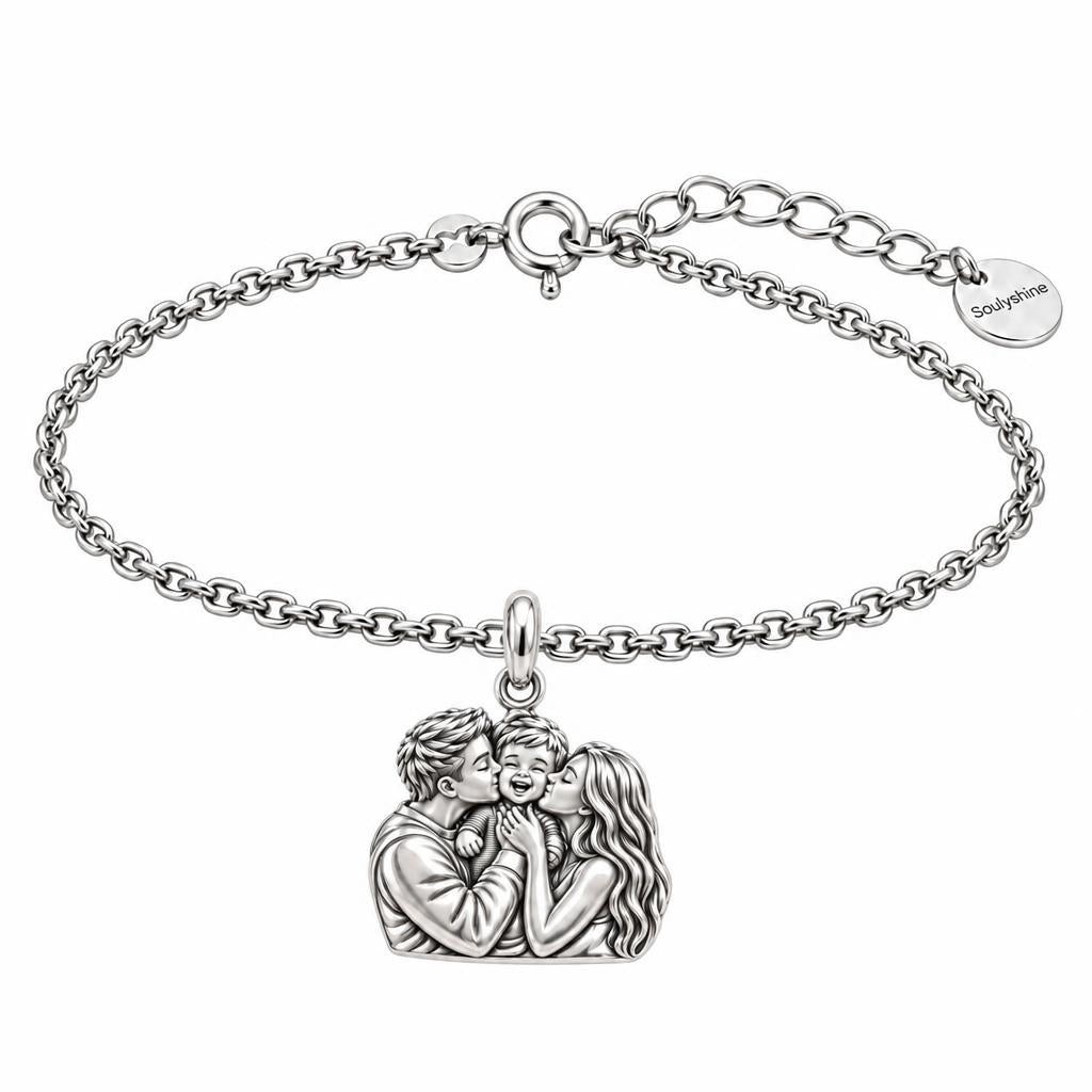 Family Is Where Love Begins Charm Bracelet Set – silver, front view